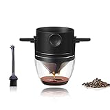 WusyStore Portable Kaffee Filter Wiederverwendbar Teehalter mit hängenden Ohren, Leicht zu Reinigen, Papierloser, mit Tassen & Reinigungsbürsten