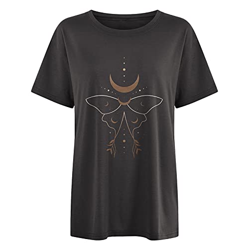 Image of Summer Y2k Tops for Womens, Casual Vintage Short Sleeve T-Shirt, Girls Oversize Loose Round Neck Elastic Tee