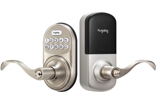 Hugolog Door Lock, Keyless Entry Door Lock, Door Locks with Keypads, 20 Sets of User Code, Auto-Locking, Anti-peep Code, Vacation Mode, Latch Bolt for Front Door, Back and Side Door, Bedroom Door