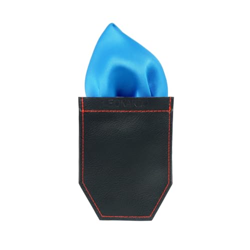 Image of LEONARDI Men's Solid Pocket Square & Pocket Square Holder For Men's Combo | Microfiber | 30cm x 30cm | Pack of 2