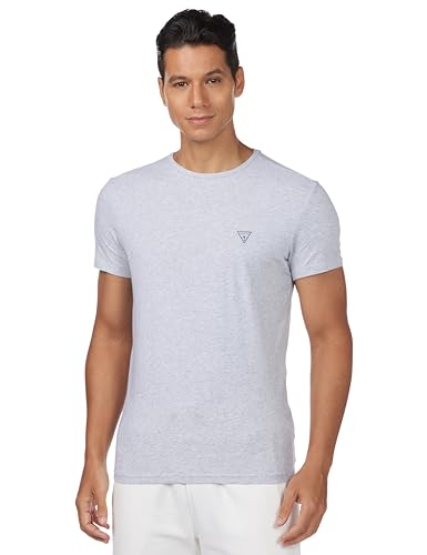 Guess Camiseta de manga corta para hombre con logotipo en V gris M