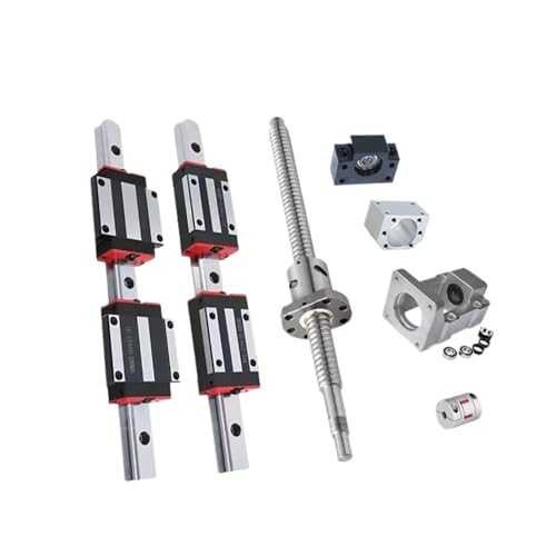 Metal Ball Screw nut end Processing 4pcs HGW20CC Sliders + 2pcs HGR20 Square Guide + 1pcs SFU2005 Ball Screw(600mm)