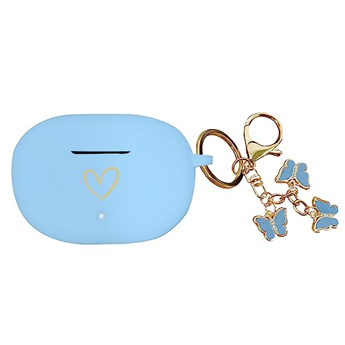 Coque Beats Studio Buds 2021 silicone souple bleu ciel cœur