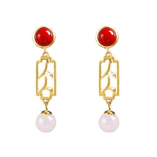 Boucles d'oreilles rectangulaires creuses en jade légères pour lobes sensibles