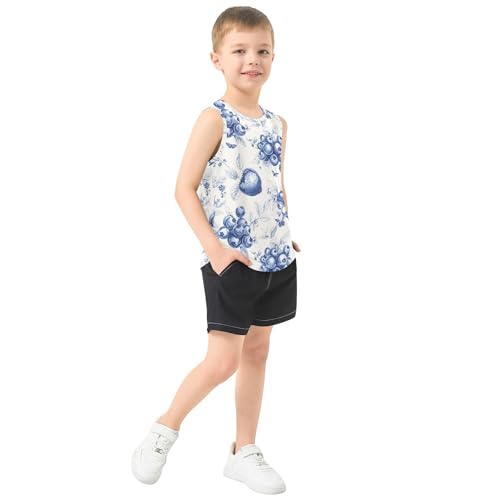 Art Blueberries Fruit Boys Tshirts Tank Tops Sleeveless Casual Vest Tees Athletic Workout Clothes for Running Golf 3T4