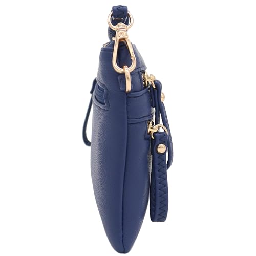 Image of FashionPuzzle Multi Zipper Pocket Small Wristlet Crossbody Bag