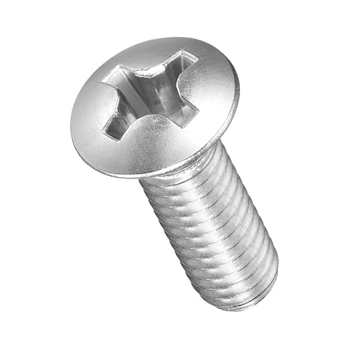 Image of METALLIXITY Semi-Countersunk Oval Head Machine Screws (M6-1x18) 50Pcs, 304 Stainless Steel Phillips Cross Recessed Machine Screw Bolts - for Furniture Assembly DIY Projects, Silver