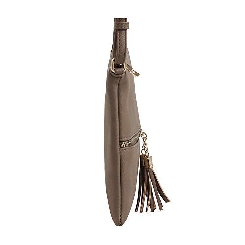 Image of SG SUGU Lightweight Medium Crossbody Bag Shoulder Bag with Tassel and Zipper Pocket