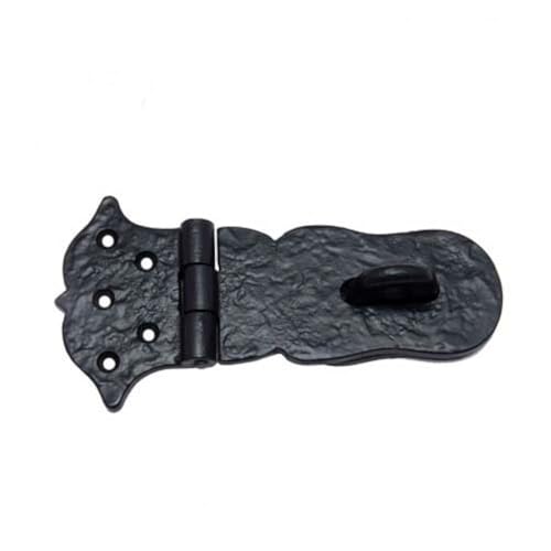 Image of Adonai Hardware inchParan Heavy Duty Antique Cast Iron Safety Locking Hasp and Staple (6 inch x 1 Pack, Matte Black) for Vintage Pirates Treasure Chest, Trunk, Wooden Jewelry Box, Cases, Furniture and Sheds