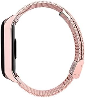 3Chome Metal Strap Compatible with Mi Band 6 / Mi Band 5/ Mi Band 4 / Mi Band 3, Smart Watch Wristbands Replacement Accessories (Rose Pink)