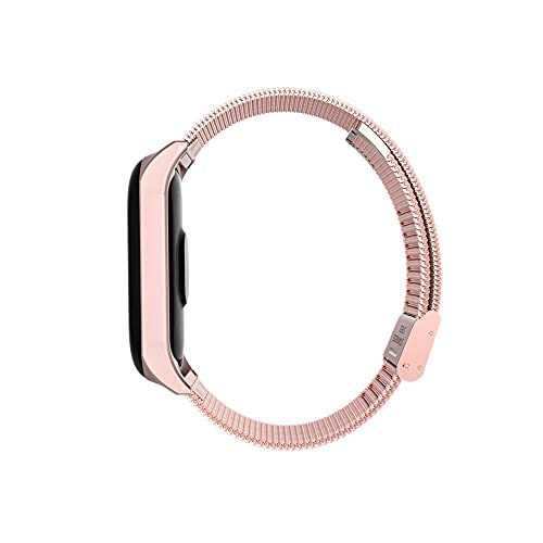 Metal Strap Compatible with Mi Band 6/5/4/3, Milanese Watch Band, Rose Pink, 165mm-210mm, Stainless Steel