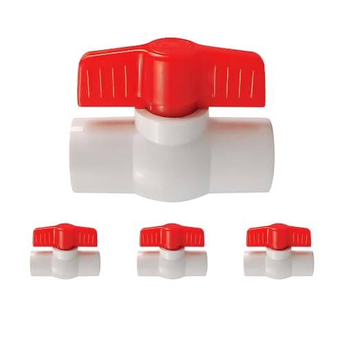 TONGIHS 4 Pcs G1 PVC Ball Valves, Double Union Ball Valves, PVC Socket End Shut Off Valve, 90 Degree Operation Handle Valve, for Water Flow Control and and Stop Flow (White)