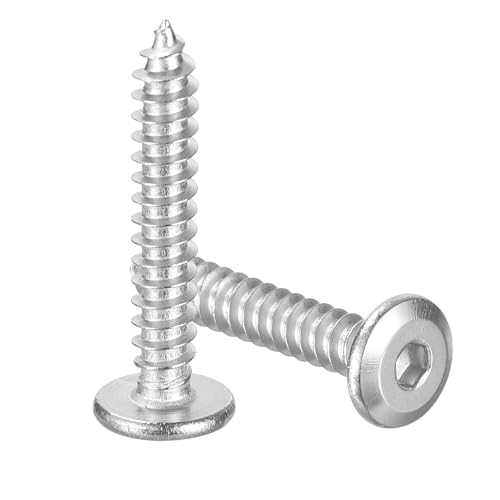 QUARKZMAN M5 x 30mm (50 Pezzi) Viti A Testa Cava Piatta Rotonda, Viti Autofilettanti In Acciaio Inossidabile A Filettatura Completa Con Testa Esagonale Per Mobili In Legno