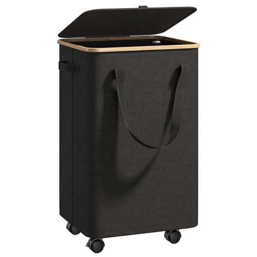 Panier à linge avec couvercle doré pour masquer le désordre 70L