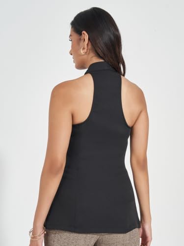 Styli Halter Neck Waistcoat with Flap Detail Women's Tops, Tees & Blouses Black S