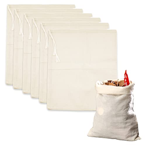 Lot de 6 sacs en étamine, sachets de thé réutilisables, sacs en mousseline lavables, sac de lait de noix, chiffon à fromage pour filtrer le lait de noix, thé, café, infusion (20 x 30 cm) Cover