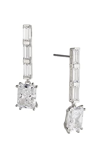 Nadri Drop Earrings For Women - Chateau Emerald Dangle Earrings For Women, Hypoallergenic Earrings For Women, 18K Rhodium Earrings, Baguette And Emerald Cubic Zirconia Earrings #TOP22