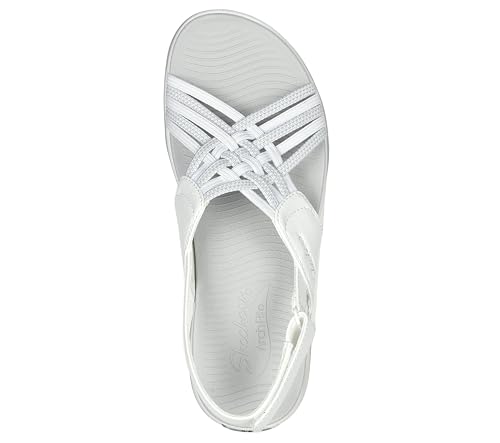 Skechers Women's ARCHFIT REGGAE SPORT-HOMETOWN sporty outdoor sandal, White/Gray 9 M