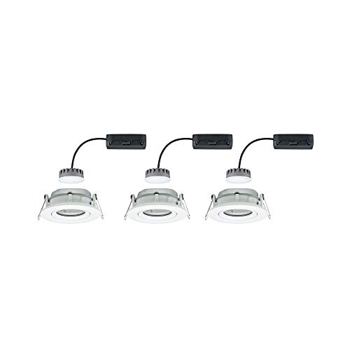 Paulmann 93682 Nova Plus LED Rond orientable avec 3 x 6,8 W IP65 Spot encastrable à intensité Variable Blanc Mat en Aluminium 2700 K, 3er-Set