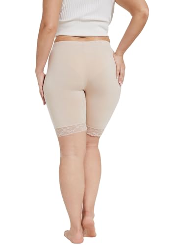 Image of Plus Size Slip Shorts for Women Soft Modal Short Leggings Lace Shorts Under Dresses Mid Thigh Leggings Pants