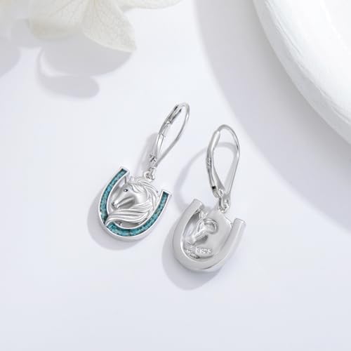 Horseshoe Earrings 925 Sterling Silver Turquoise Country Dangle Earrings Western Jewelry Birthday Gifts for Women Girlfriend Mom3