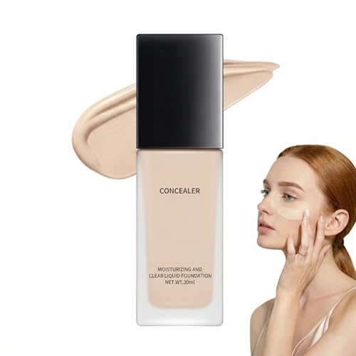 Moisturising & Clear Liquid Foundation - Full Coverage Light Beige Concealer For Mature Skin, 30ml Waterproof Matte Formula With Oil Control & Long-Lasting Wear, Hydrating Natural Finish