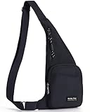 Seoky Rop Sling Bag for Men Women Slim Personal Purse Pocket Small Anti-Thief Crossbody Chest Bag for Travel Hiking Black