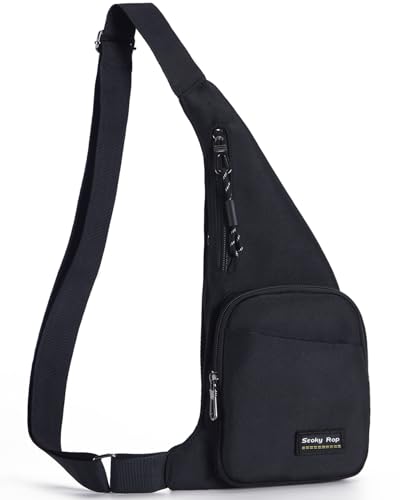 Seoky Rop Sling Bag for Men Women Slim Personal Purse Pocket Small Anti-Thief Crossbody Chest Bag for Travel Hiking Black
