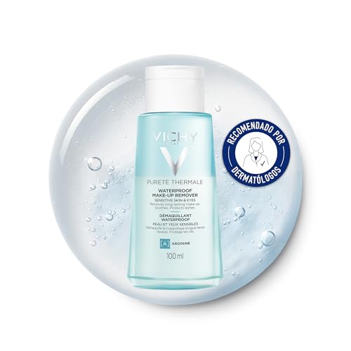 Vichy Desmaquillante de Ojos Waterproof, Limpia y desmaquilla, Protege las pestañas, Hipoalergénico, Apto para ojos sensibles, Pureté Thermale, 100ml