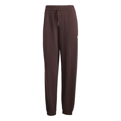 adidas Damen Essentials SMALL Logo French Terry Cuffed Pants, Shadow Brown/White, M