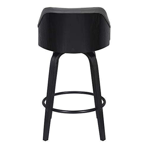 Alec Butaco de Bar Giratorio de Cuero Sintético, Altura de Mostrador 26", Negro y Gris miniatura 6