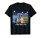 Funny Racoon Drinking Iced Coffee at Ballfield Baseball Mama T-Shirt