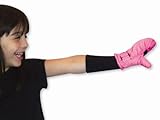 SnowStoppers STAY-ON Large Fuchsia Nylon Mittens, Ages 5-8