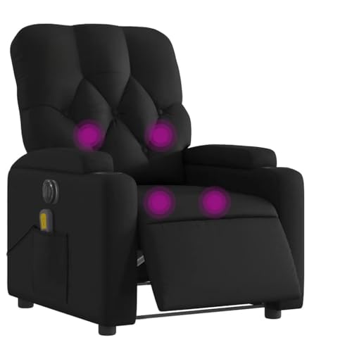 Emmtore Sillón de Masaje reclinable eléctrico Cuero sintético Negro Silla con Respaldo