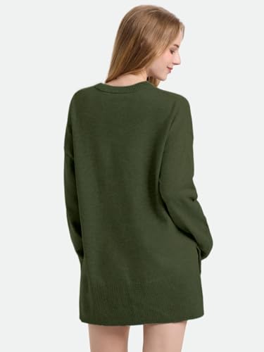 ZANZEA Women's Fall Sweaters 2025 Oversized Loose Long Sleeve Crew Neck Side Slit Dressy Knit Casual Pullover Tops2