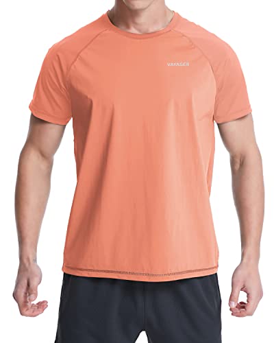 Vayager Men's Swim Shirts Rash Guard Upf 50+ Short Sleeve Quick Dry Loose Fit Water Surfing Shirt(Orange-Xl) #TOP3