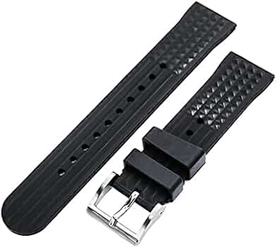 Amazon.co.jp: [MiLTAT] 22mm 時計ベルト FKMラバー ブラック