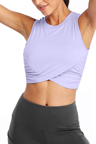 Image of Yoga Crop Tops Dance Tops Fitted Workout Crop Tops Yoga Tank Tops Athletic Sports Shirts for Women