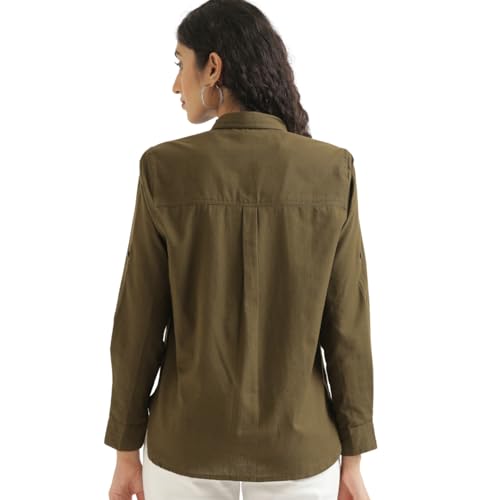 Image of SAADAA Airy Linen Shirt | Solid Regular Fit Casual Shirts Stylish for Women