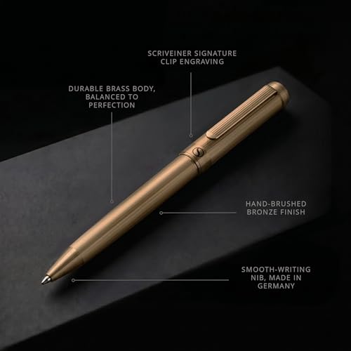 Image of Scriveiner Bronze Ballpoint Pen - Stunning Luxury Pen, Schmidt Black Refill, Best Ball Pen Gift Set for Men & Women, Professional Executive Office, Nice Fancy Designer Pens