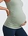 CRZ YOGA Butterluxe Maternity Square Neck Tank Tops - Ruched Sleeveless Womens Pregnancy Yoga Tee Shirt with Built in Bra Green Palm Court Medium