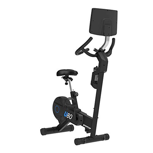 Image of U80 Indoor Home Workout Bike Stationary Fitness Comfortable Cycler Exercise Machine with 12 Pre Programmed Trainings and Monitor Screen, Black