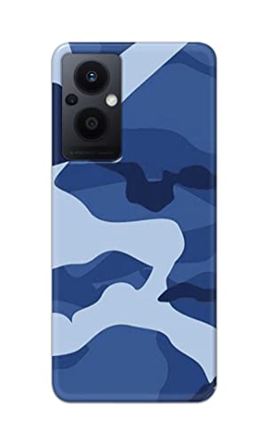 Image of Printed Hard Back Cover Case for Oppo F21 Pro 5G | Oppo F21s Pro 5G | Oppo Reno 7Z 5G Back Cover (Army Blue Pattern) -702