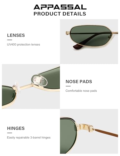 Image of Appassal Small Oval Sunglasses For Women Men Retro Rectangle Metal Sun Glasses AP3685
