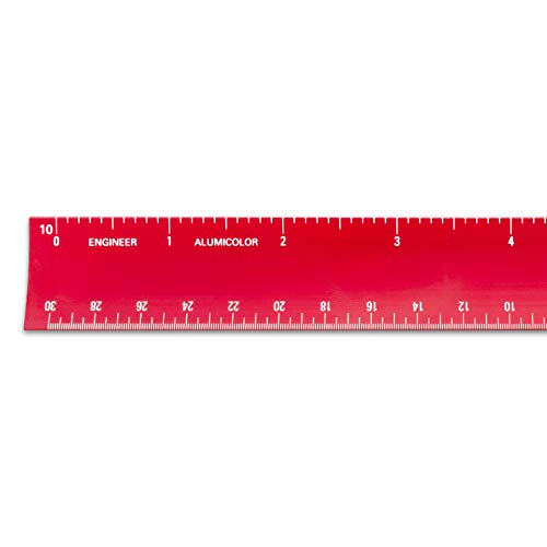 Image of Alumicolor 6-inch Aluminum Engineer Hollow Scale for School, Office, Art and Drafting, 6IN, Red