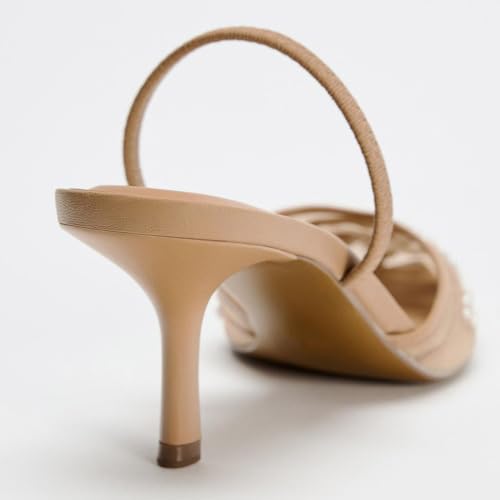 Women's Embroidered Mesh Slingback Heels for Women White Pearl Kitten Heel Pumps Pointed Toe Wedding Shoes White Slingback Heels4