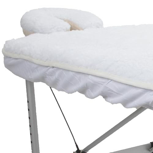 ForPro Premium Pro Fleece Massage Table Pad Set Extra Soft Hypoallergenic Includes Massage Table Pad and Face Rest Cover 31 W x 72 L White