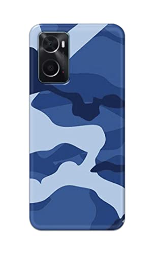 Image of Printed Hard Back Cover Case for Oppo A76 | Oppo A36 | Oppo A96 Back Cover (Army Blue Pattern) -1302