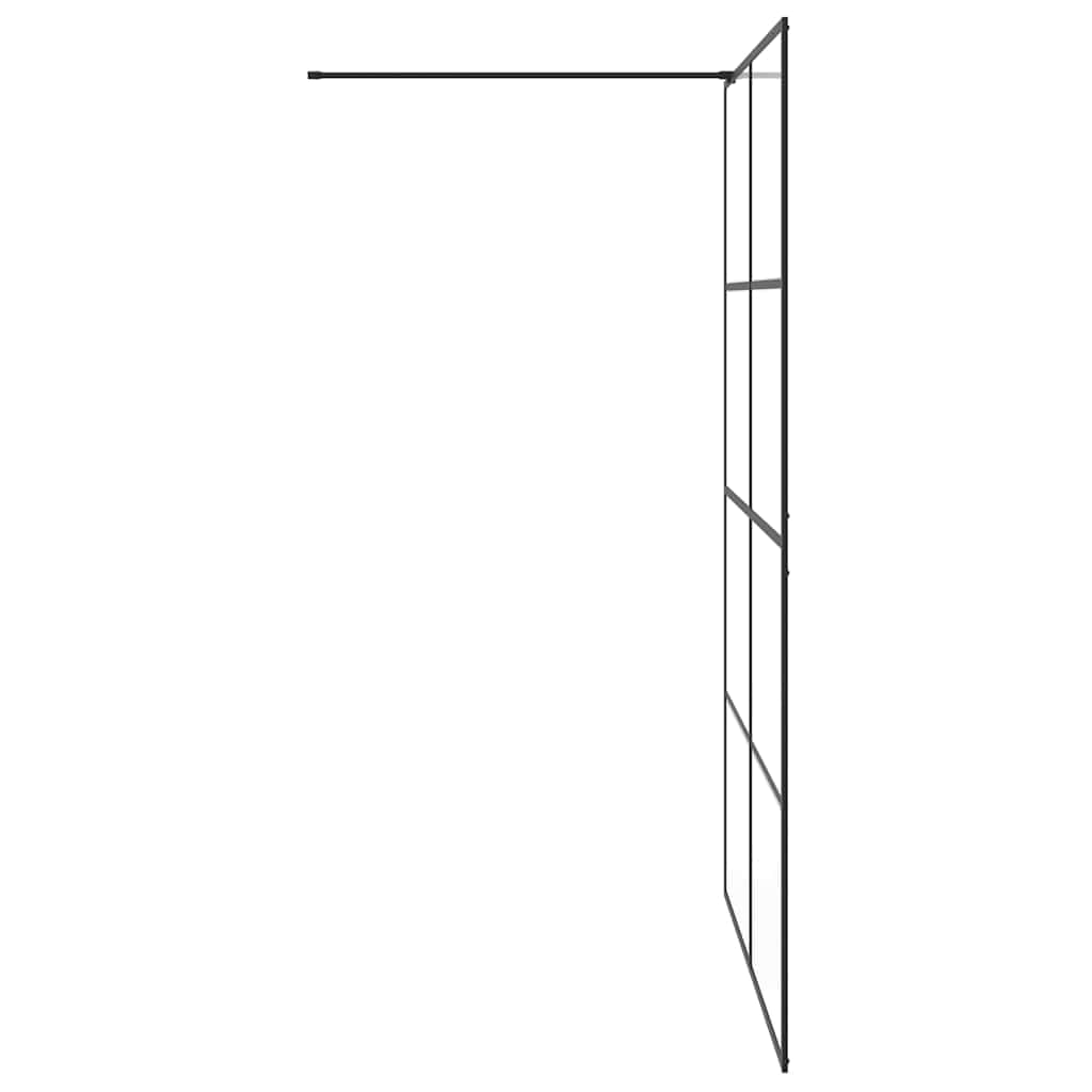 Mampara de ducha de cristal templado transparente de 140 x 195 cm, cristal de seguridad de 5 mm, perfil de aluminio negro, ajustable 1 cm, para ducha a pie, protección contra salpicaduras y