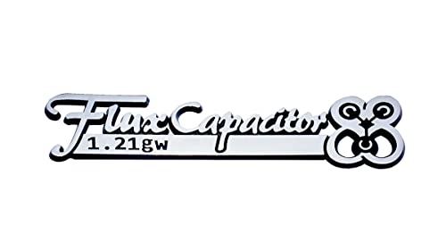 Image of 2Pc Flux Capacitor Back to The Future Emblem 3D Badge Nameplate Sticker Replaceement for Universal Car Truck SUV (Silver Black)
